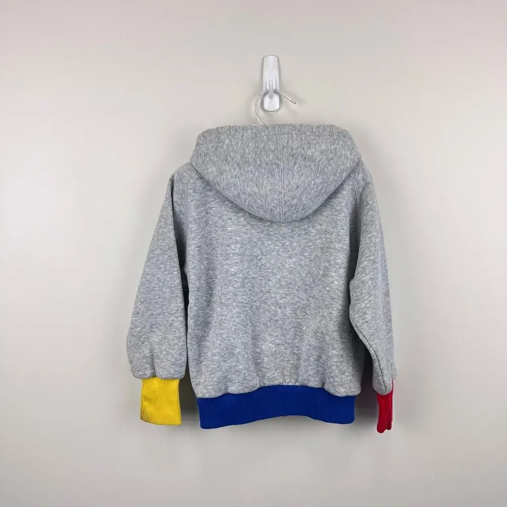 Vintage Gymboree Color Block Gray Hoodie Zip Sweatshirt Medium 3-4